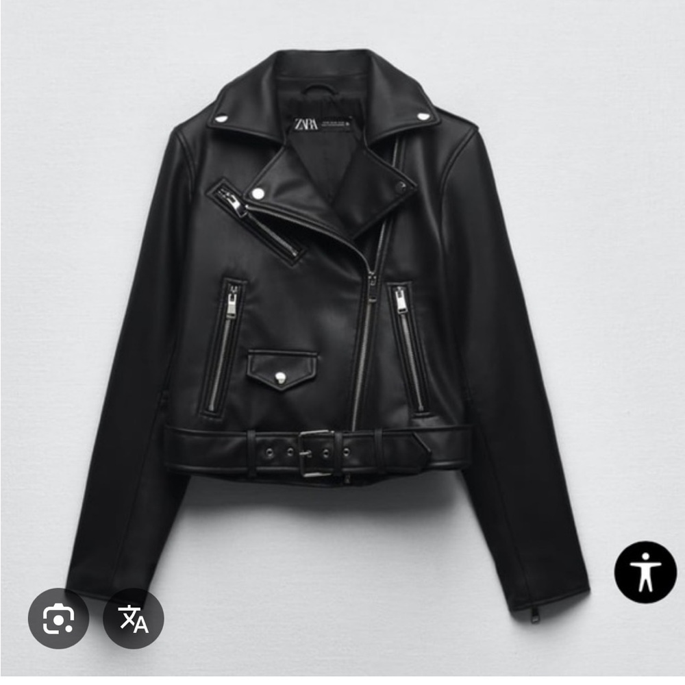 Zara Black Faux Leather Moto Jacket 3046/60
